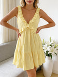 Ava | Ruffle V-Neck Mini Dress With Tie Back