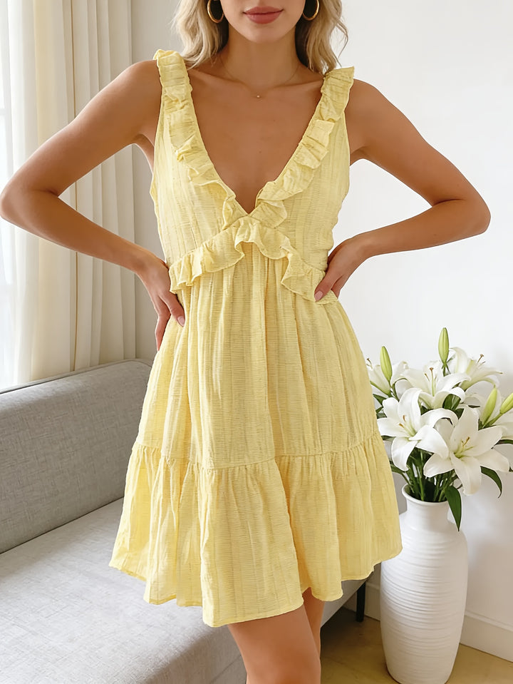 Ava | Ruffle V-Neck Mini Dress With Tie Back