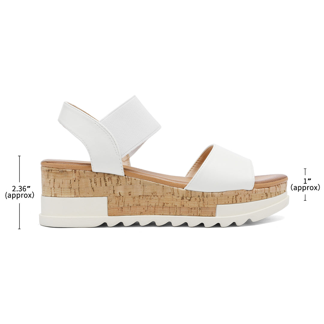 Thea | Sleek Elastic Strap White Platform Sandals
