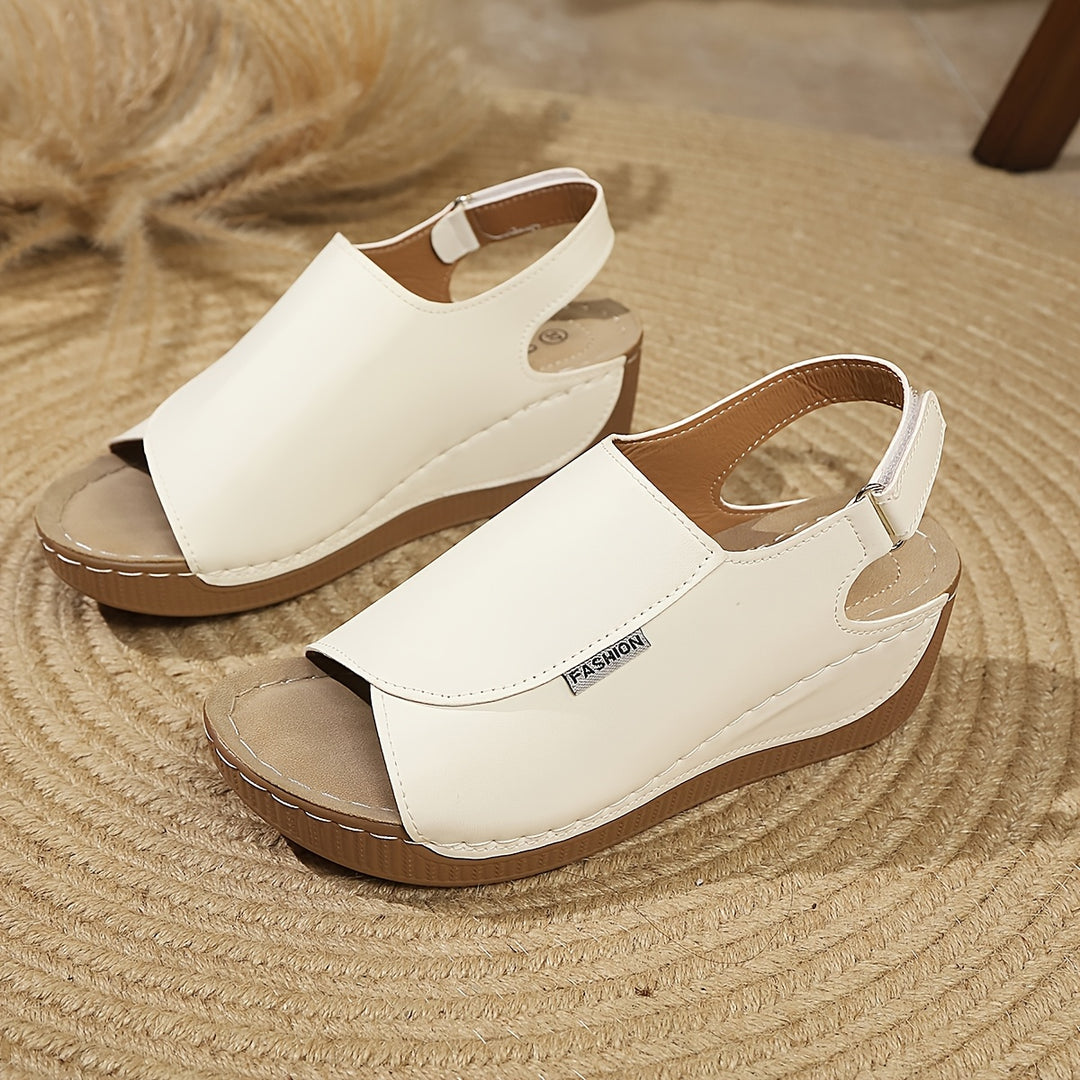 Niamh | Sleek Overlap Strap White Platform Sandals