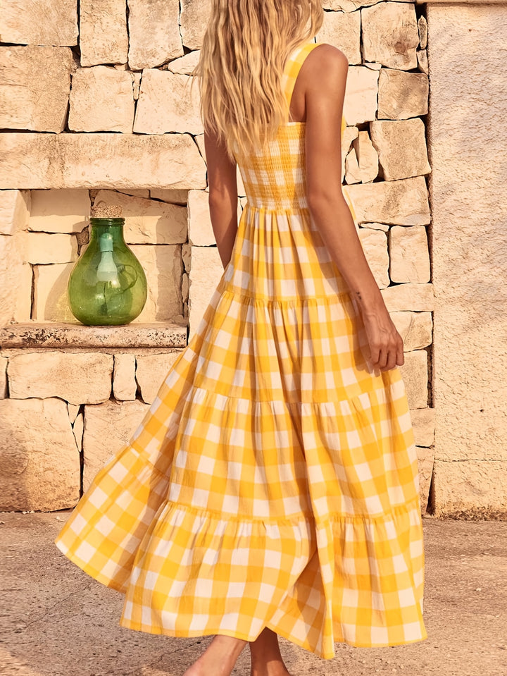 Chloe | Elegant Tiered Sleeveless Yellow Dress