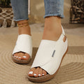 Niamh | Sleek Overlap Strap White Platform Sandals