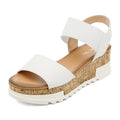 Thea | Sleek Elastic Strap White Platform Sandals