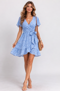 Lily | Blue Floral Wrap Dress