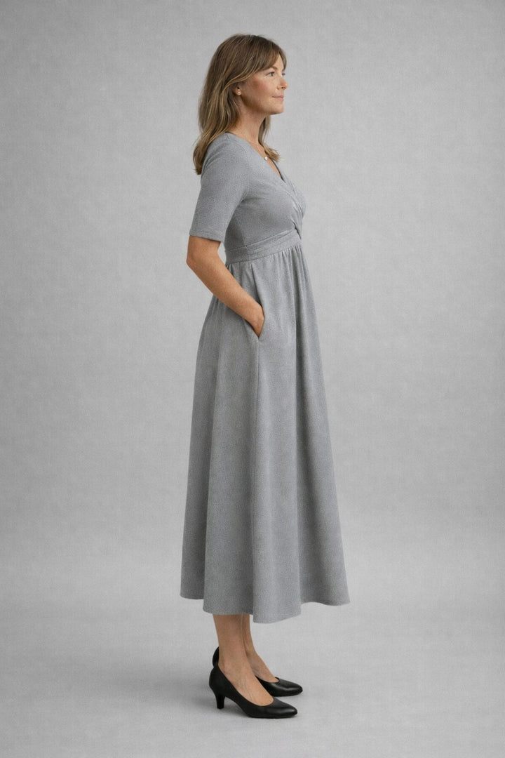 Ella | Elegant Grey Midi Dress