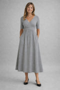 Ella | Elegant Grey Midi Dress