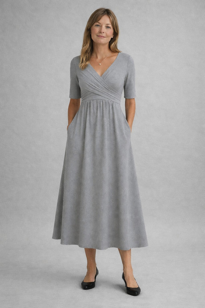 Ella | Elegant Grey Midi Dress