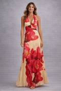 Valentina | Red Floral Cocktail Maxi Dress