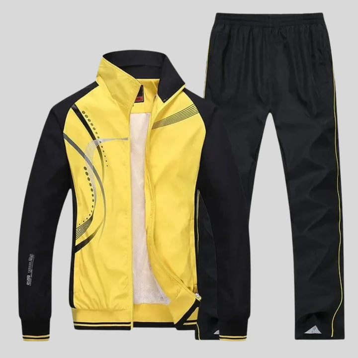 Yellow Men's Tracksuit Set with Athletic Design - Athletic Stance