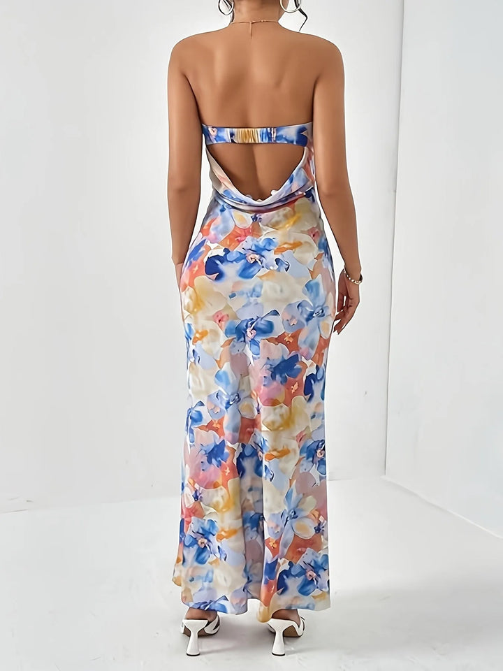 Roxanne | Backless Floral Print Bandeau Dress