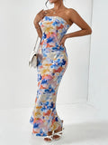 Roxanne | Backless Floral Print Bandeau Dress