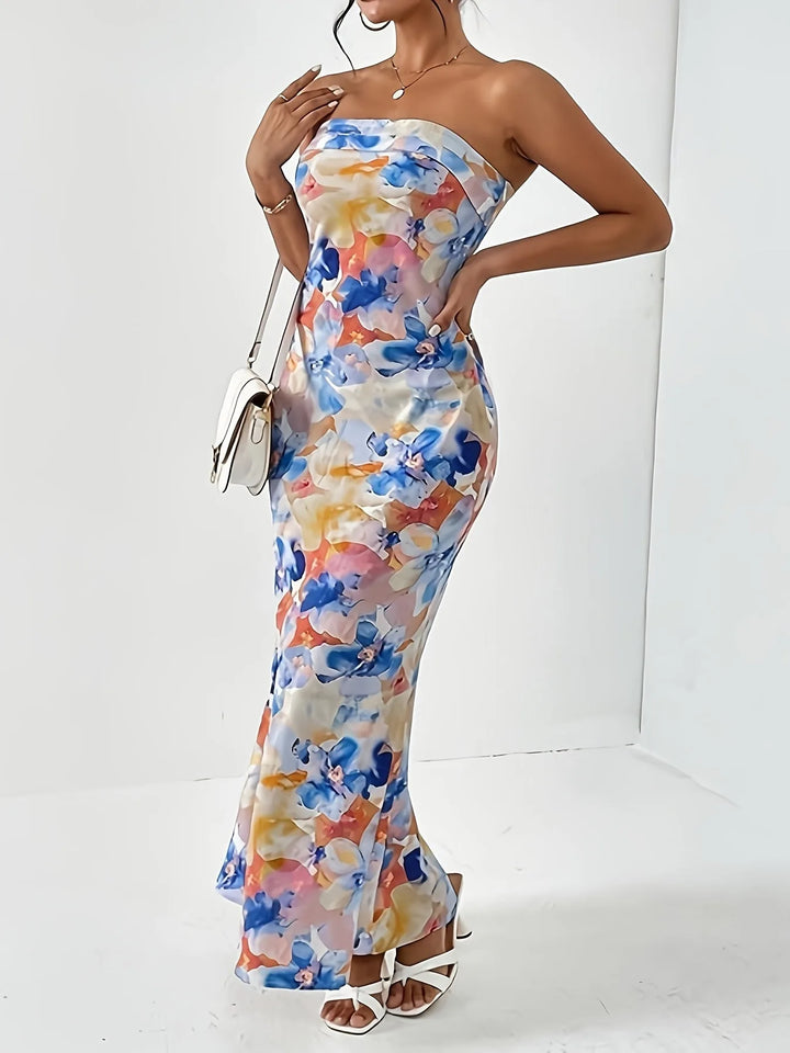 Roxanne | Backless Floral Print Bandeau Dress