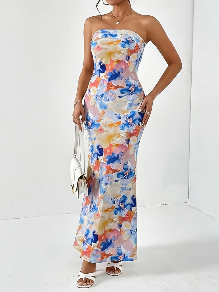 Roxanne | Backless Floral Print Bandeau Dress