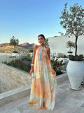 Women's Backless Printed Maxi Dress — Cassie Tie-Dye Halter