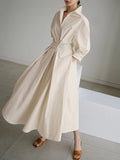 Women's Belted Shirt Maxi Dress — Lyra Button-Front Long Sleeve