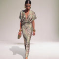 Alba | Elegant Wedding Guest Wrap Maxi Dress With V-Neck