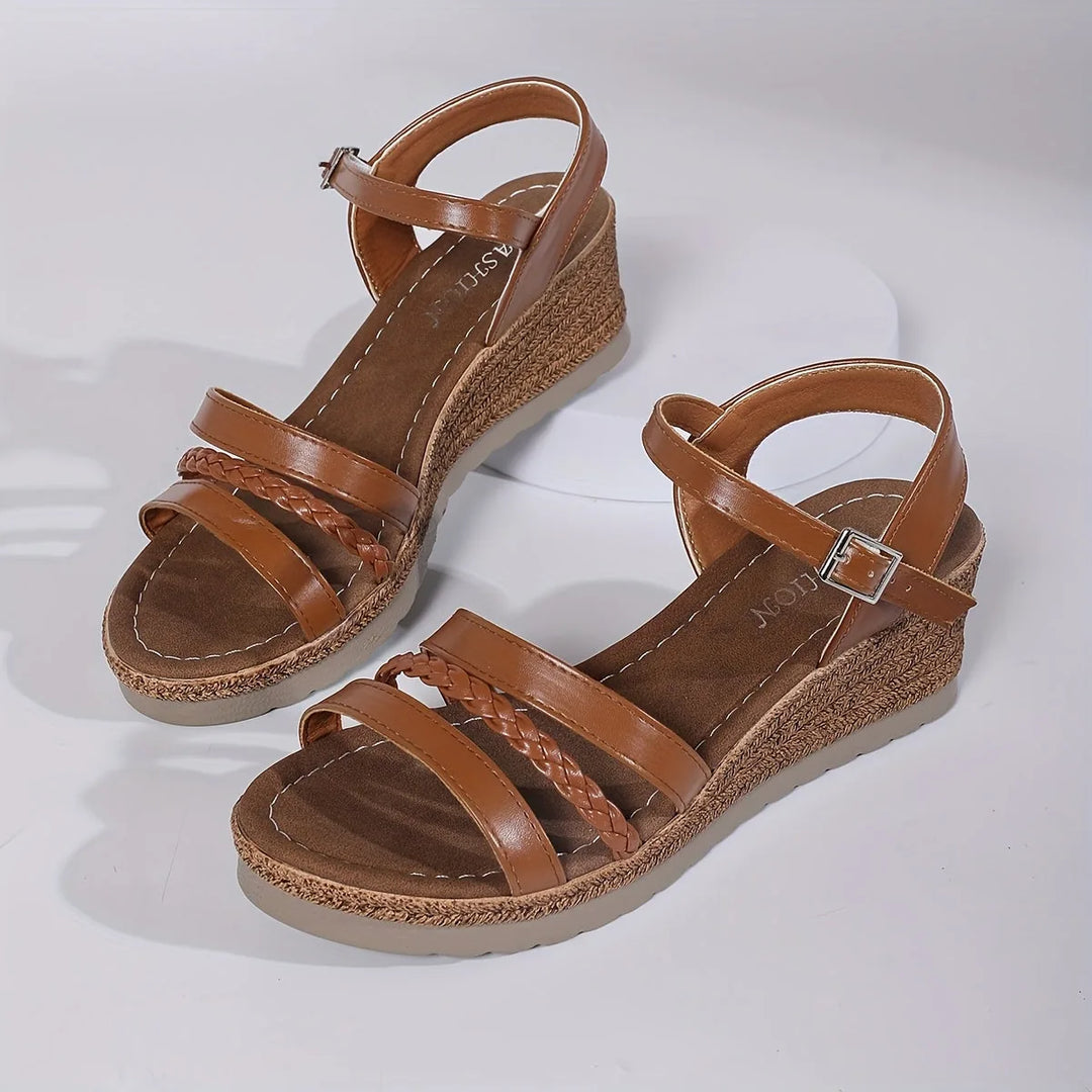Margaret | Braided Strap Wedge Sandals