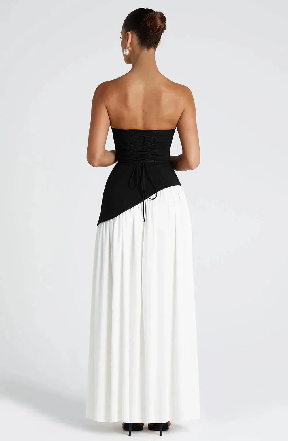 Eloise | Elegant Bustier Dress with Lace-Up Back and High Slit