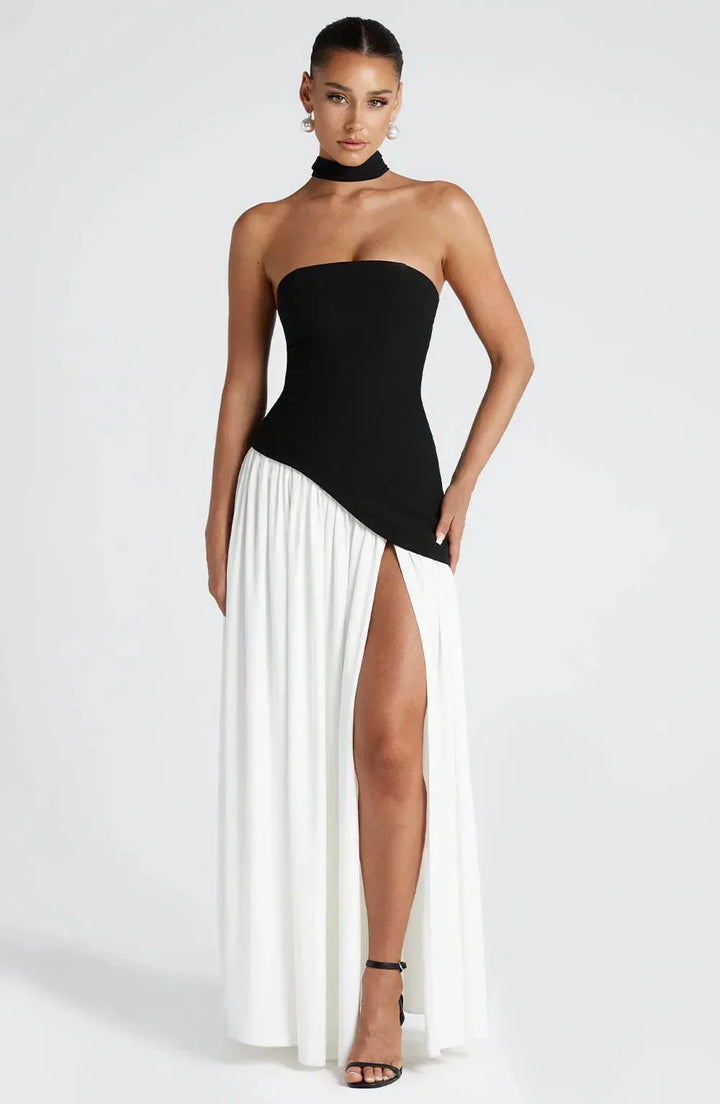 Eloise | Elegant Bustier Dress with Lace-Up Back and High Slit