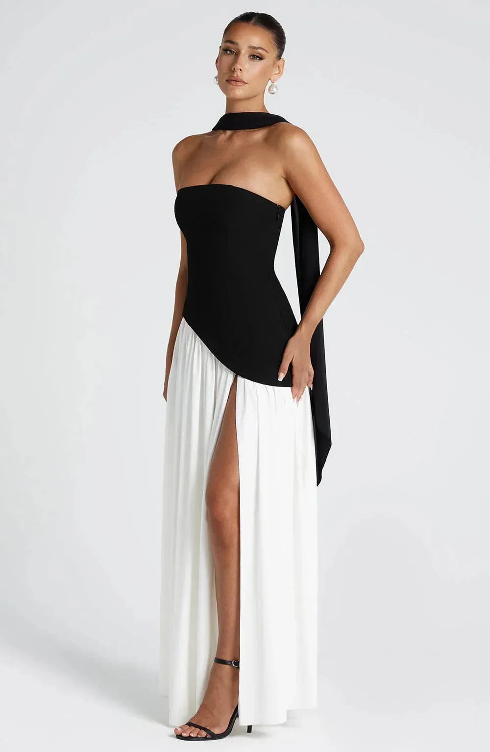 Eloise | Elegant Bustier Dress with Lace-Up Back and High Slit