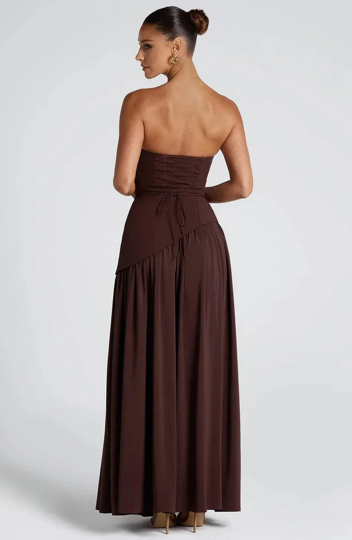 Eloise | Elegant Bustier Dress with Lace-Up Back and High Slit