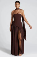 Eloise | Elegant Bustier Dress with Lace-Up Back and High Slit