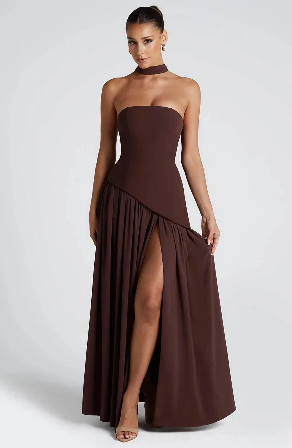 Eloise | Elegant Bustier Dress with Lace-Up Back and High Slit