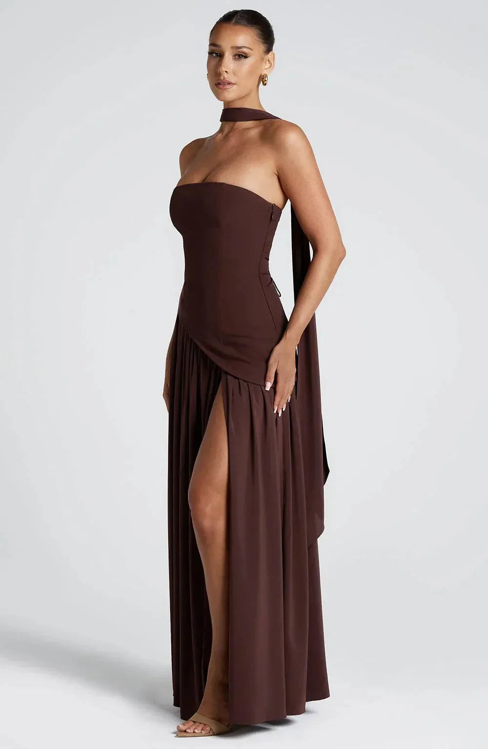 Eloise | Elegant Bustier Dress with Lace-Up Back and High Slit