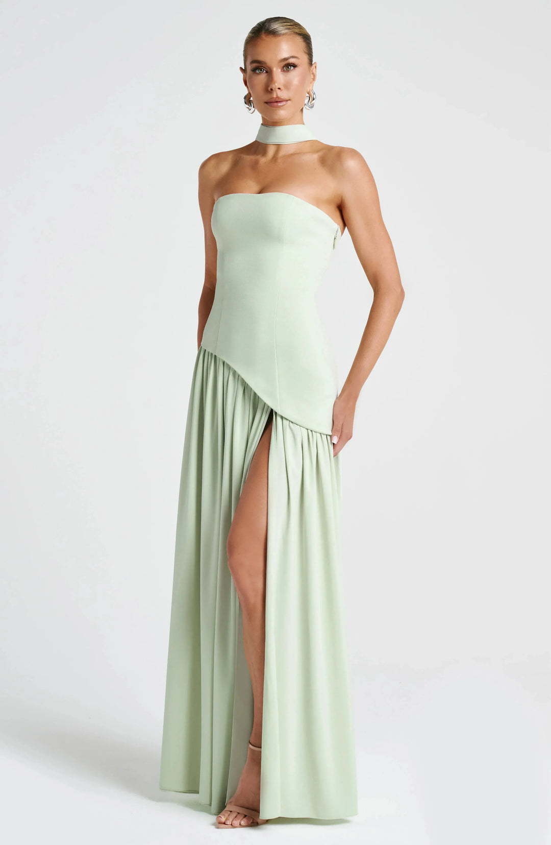 Eloise | Elegant Bustier Dress with Lace-Up Back and High Slit