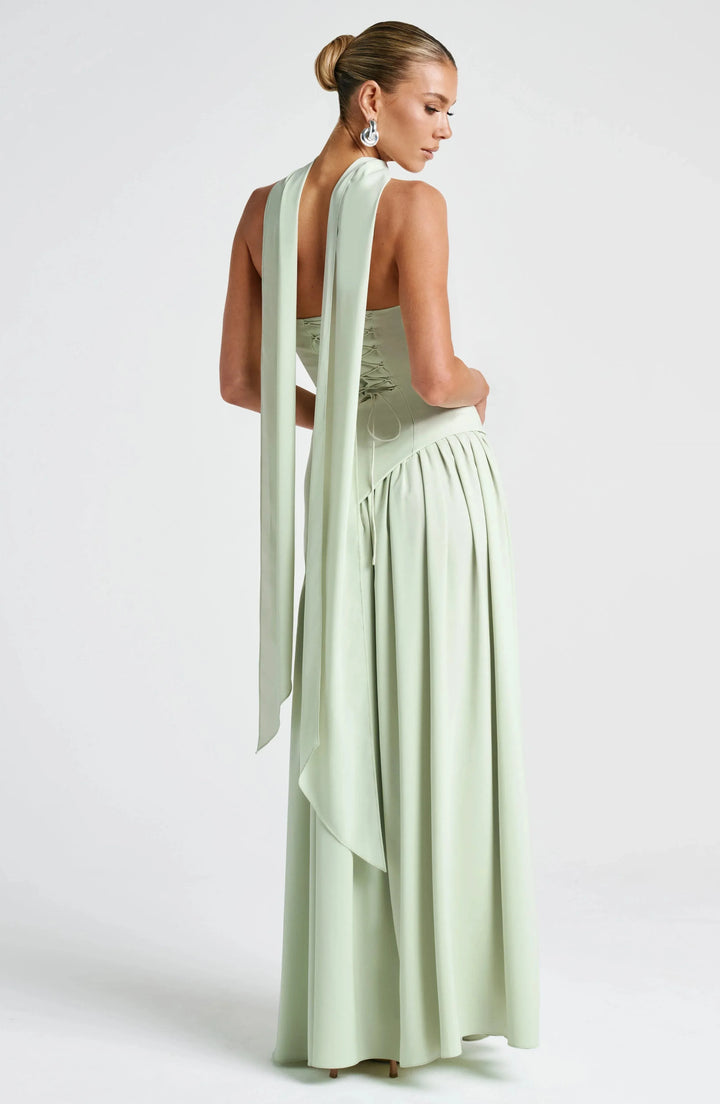 Eloise | Elegant Bustier Dress with Lace-Up Back and High Slit
