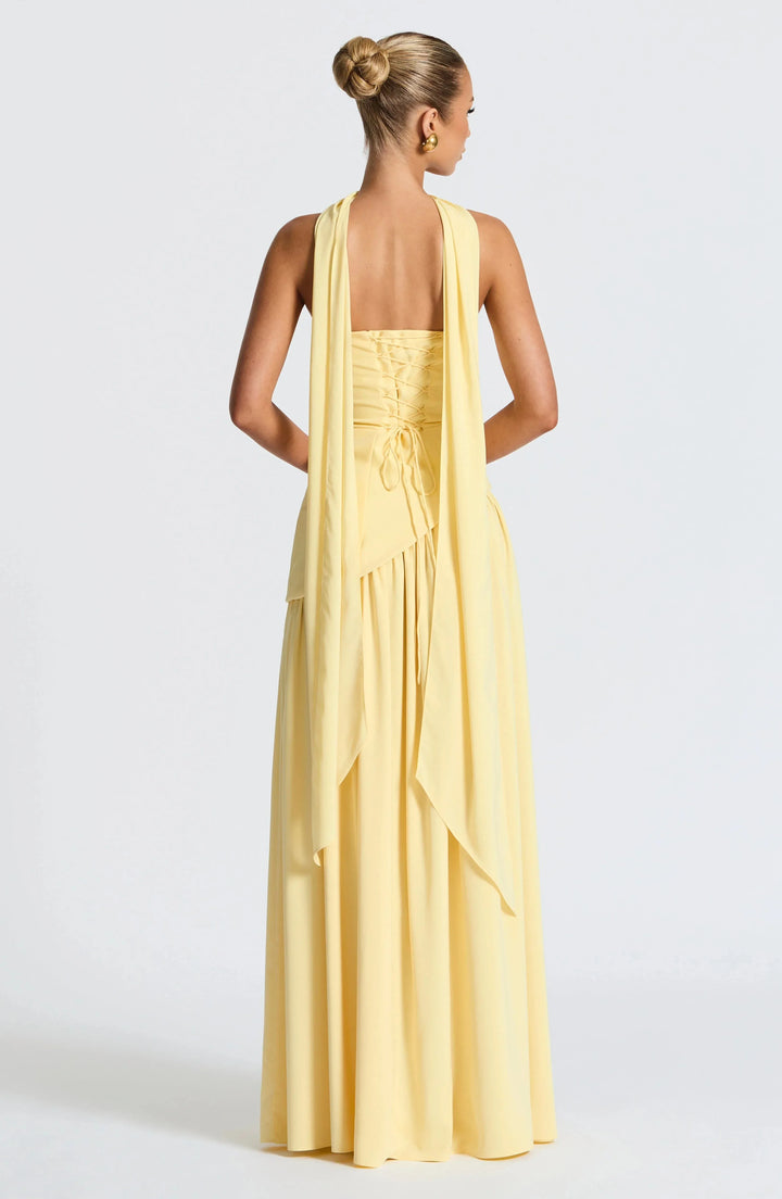 Eloise | Elegant Bustier Dress with Lace-Up Back and High Slit