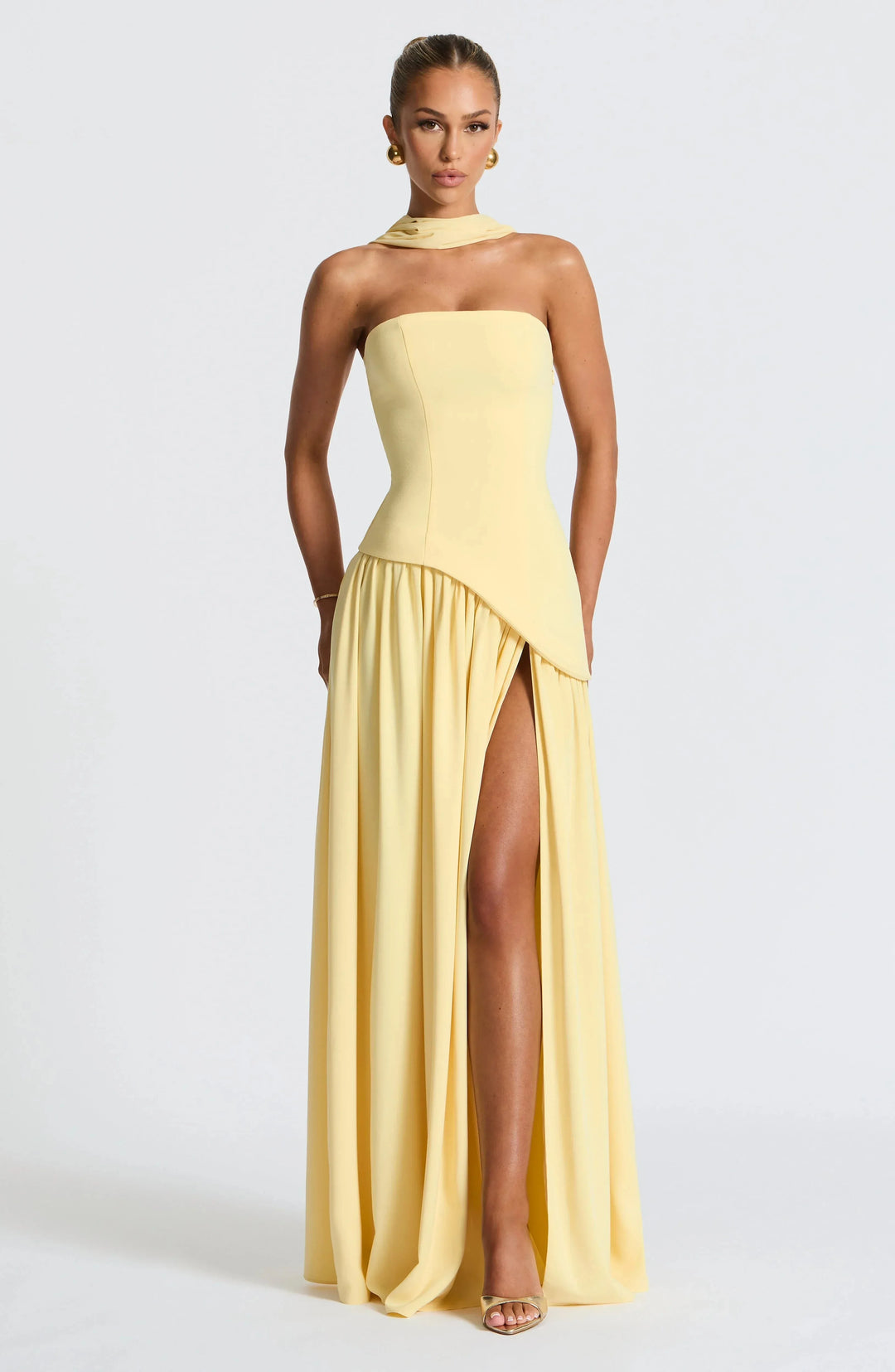 Eloise | Elegant Bustier Dress with Lace-Up Back and High Slit