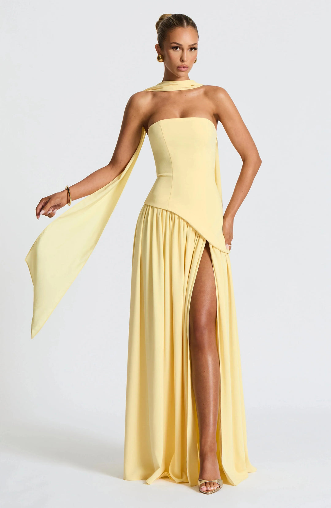 Eloise | Elegant Bustier Dress with Lace-Up Back and High Slit