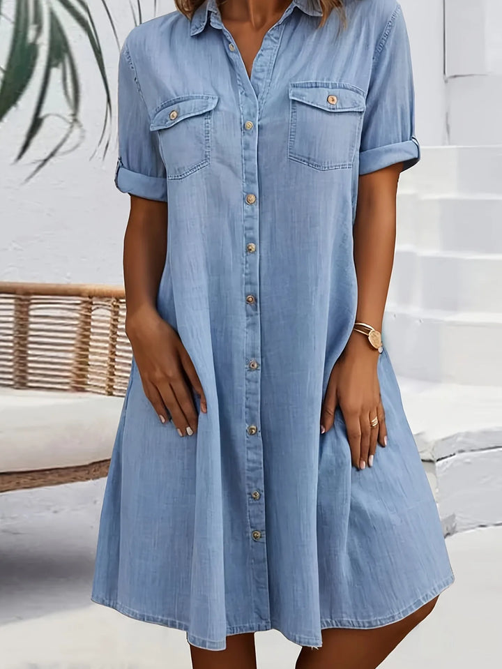 Amelia | Classic Button-Front Collar Shirt Dress