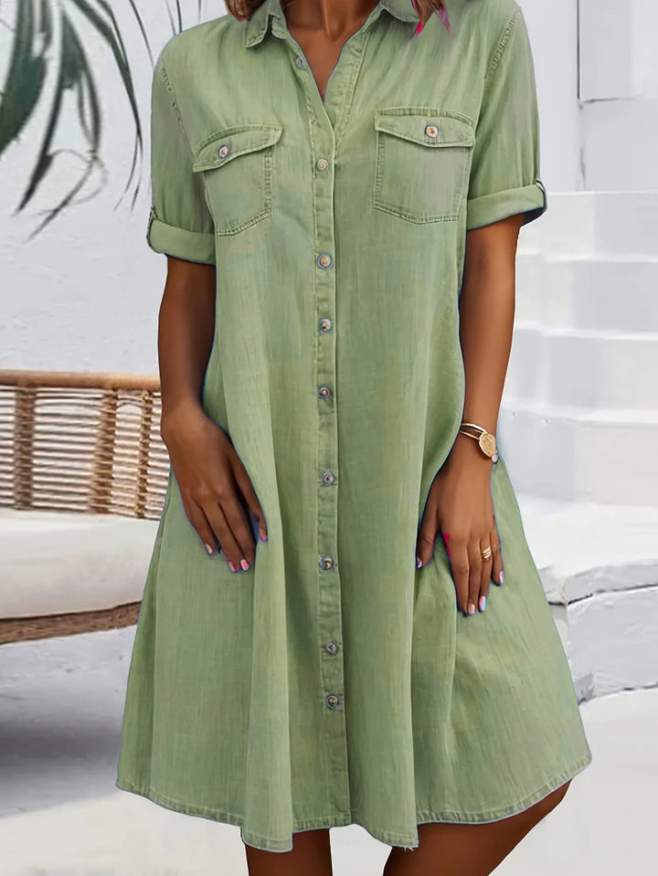 Amelia | Classic Button-Front Collar Shirt Dress