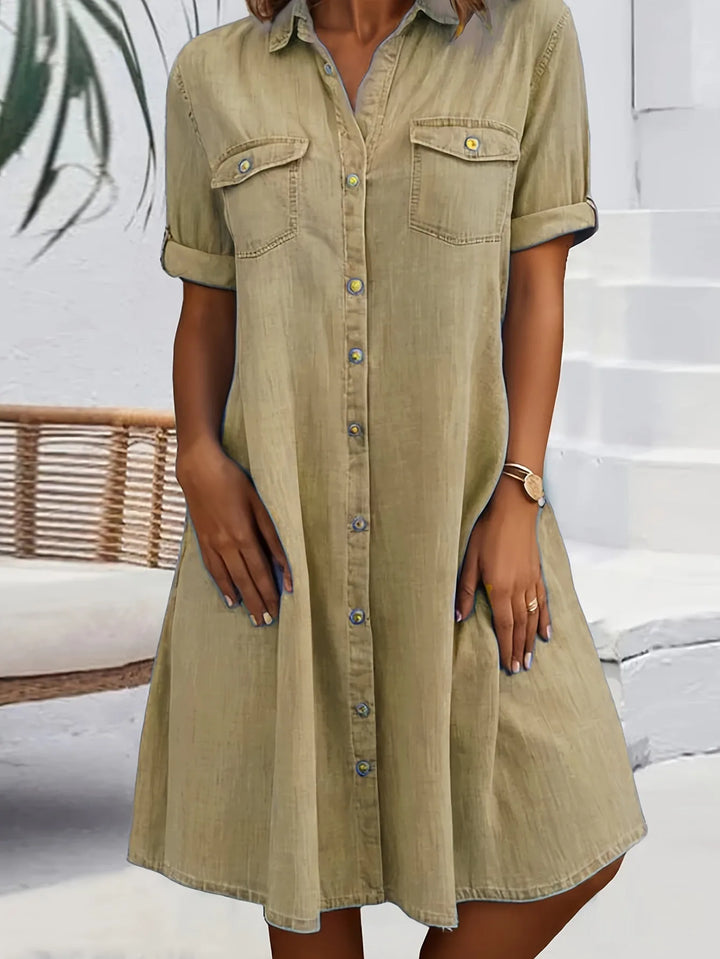 Amelia | Classic Button-Front Collar Shirt Dress