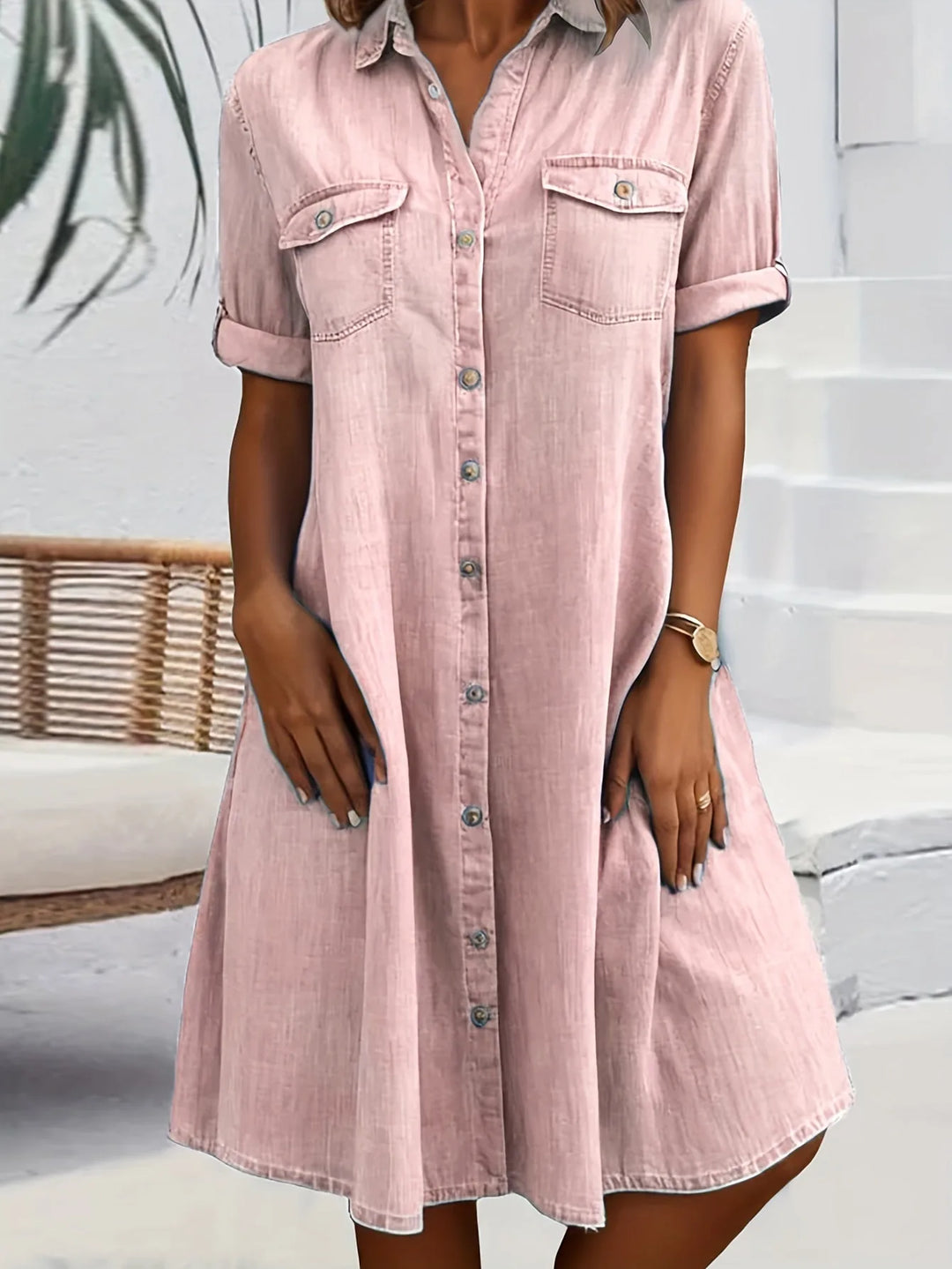 Amelia | Classic Button-Front Collar Shirt Dress