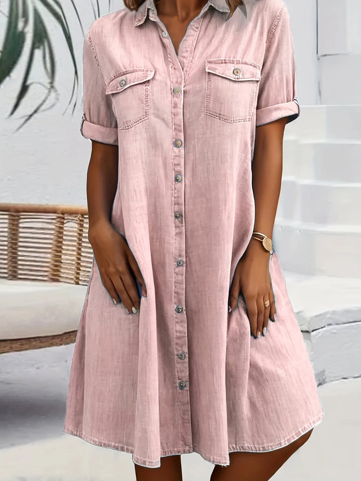 Amelia | Classic Button-Front Collar Shirt Dress