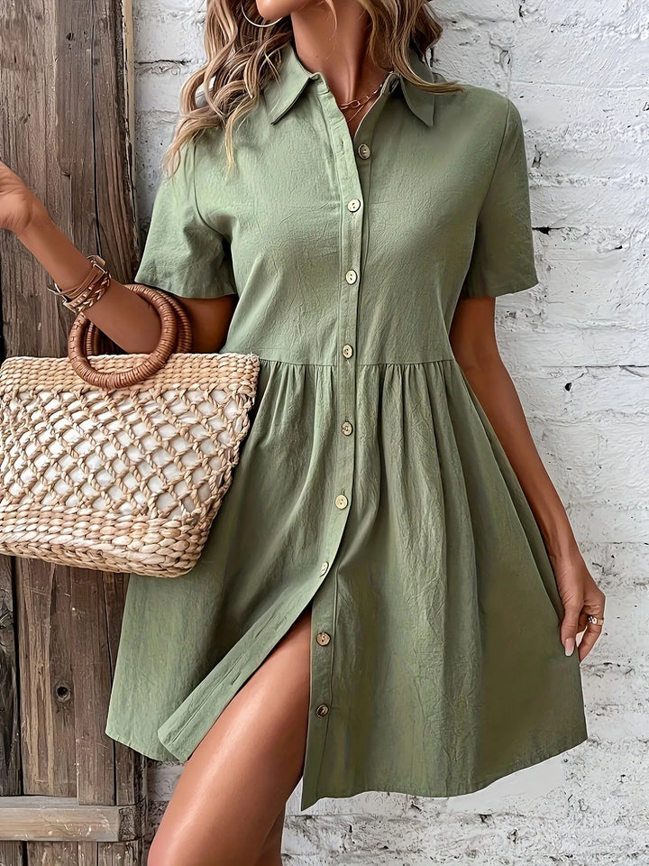 Scarlett | Casual Short Sleeve Button-Front Shirt Dress