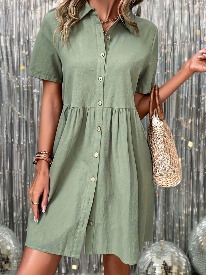 Scarlett | Casual Short Sleeve Button-Front Shirt Dress
