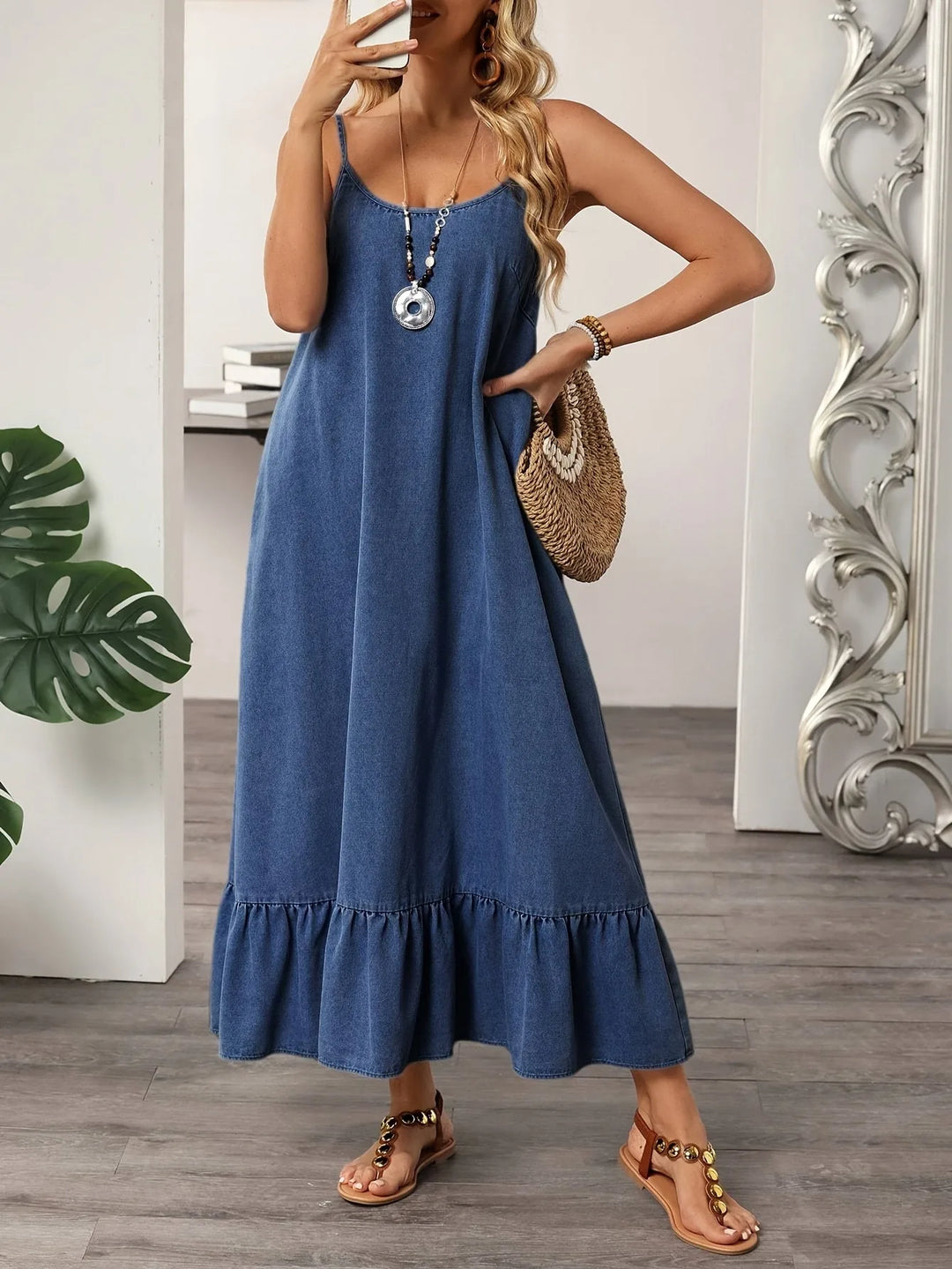 Aria | Casual Spaghetti Strap Tiered Midaxi Dress