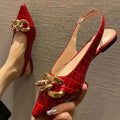 Hazel | Chain Detail Pointed Toe Slingback Flats