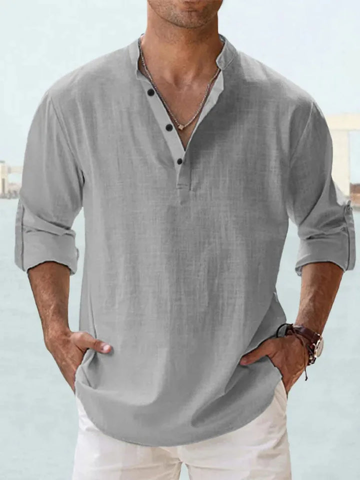 Yates | Classic V-Neck Linen Shirt