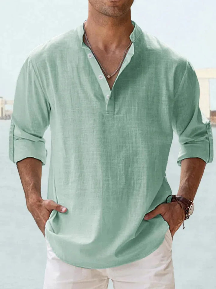 Yates | Classic V-Neck Linen Shirt