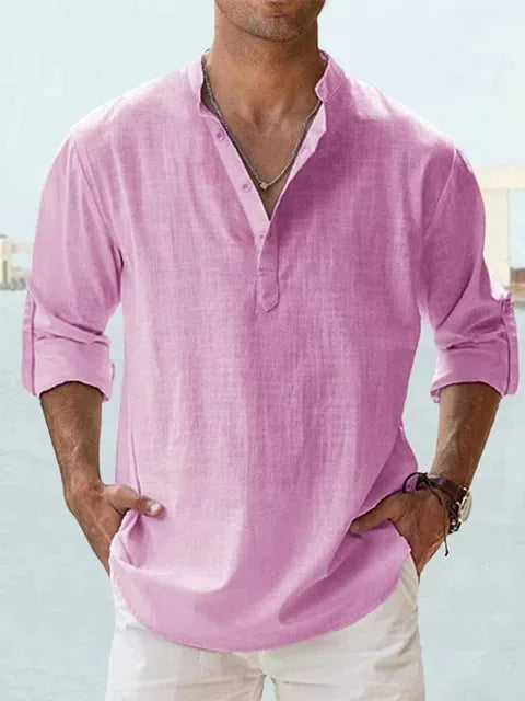 Yates | Classic V-Neck Linen Shirt