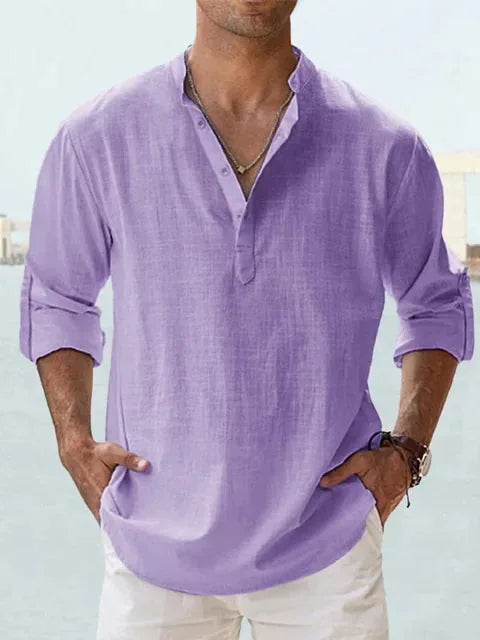 Yates | Classic V-Neck Linen Shirt