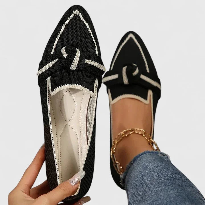 Black Comfortable Orthopedic Loafers with Bow Detail - Studio White