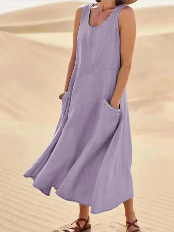 Lilac Women's Comfortable Sleeveless Maxi Dress — Bianca Scoop Neck Casual - Casual Stance