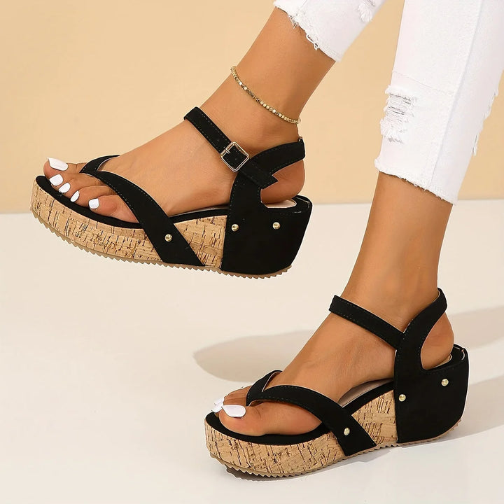 Sophia | Stylish Cork Platform Wedge Sandals