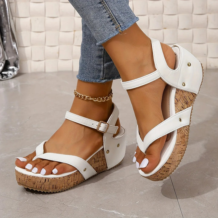 Sophia | Stylish Cork Platform Wedge Sandals